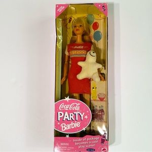 🆕 1998 Coca-Cola Party Barbie Doll and Bear